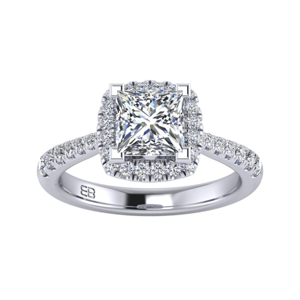 Princess Halo Engagement Ring