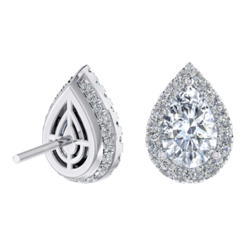 Pear Halo Diamond Earring