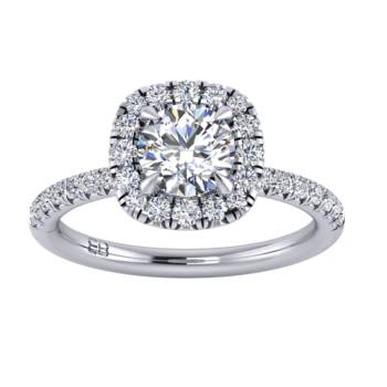 Round Cushion Halo Engagement Ring