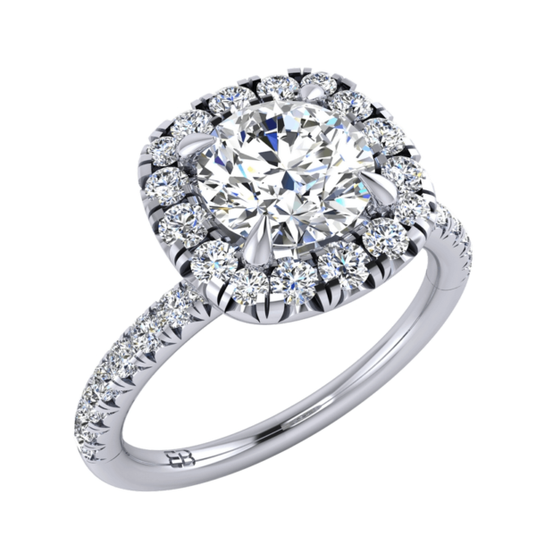 Round Cushion Halo Engagement Ring