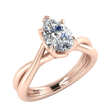 Intertwined Pear Solitaire Ring