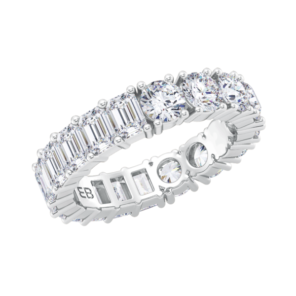 Emerald and Round Lab Half & Half Eternity Ring