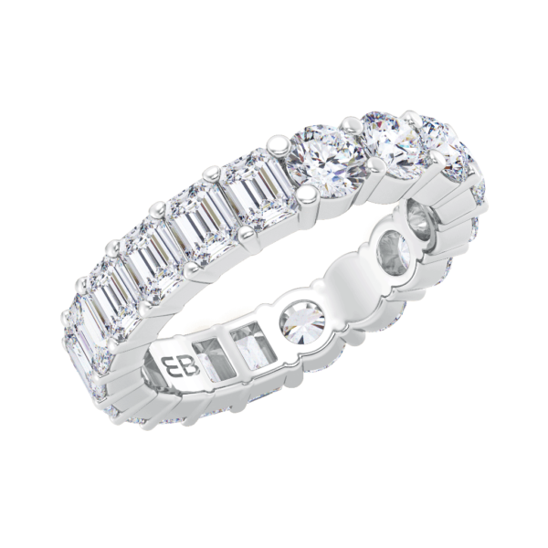 Petite Emerald and Round Half & Half Lab Eternity Ring