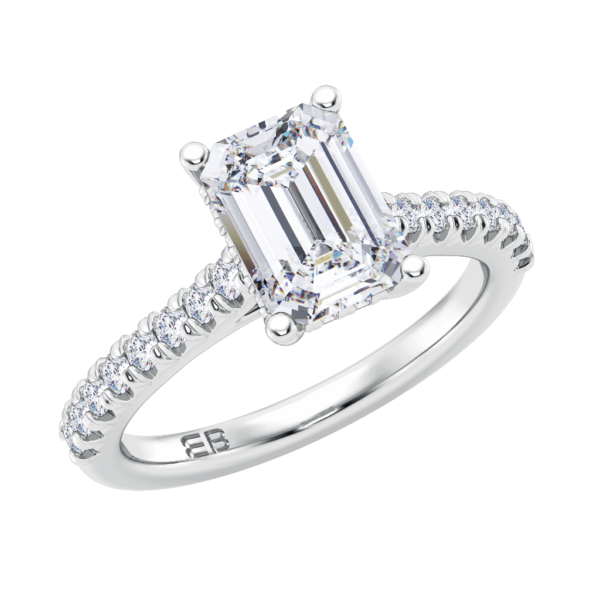 Elegant Emerald Lab Diamond Engagement Ring