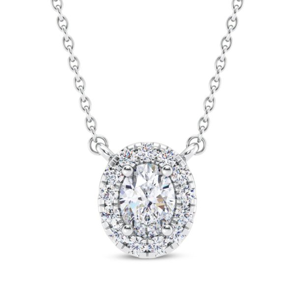 Oval Halo Diamond Pendant