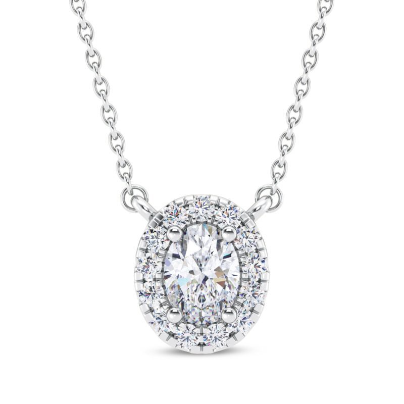 Oval Halo Diamond Pendant