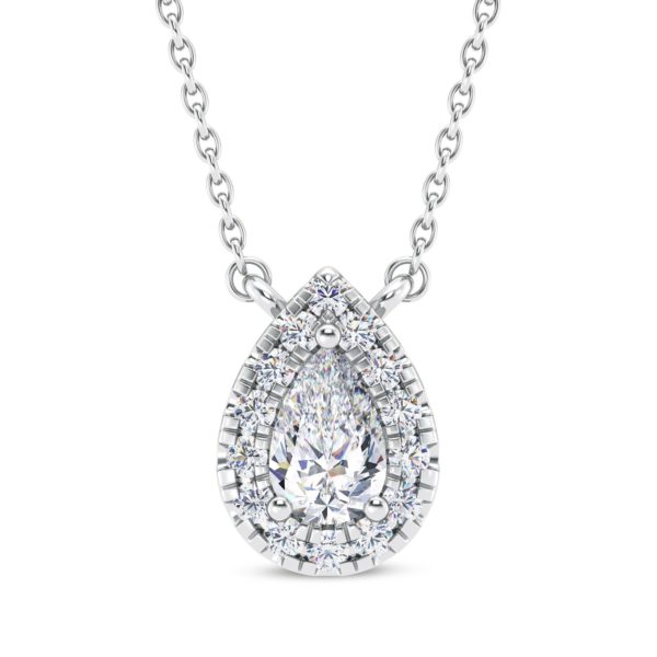 Pear Halo Diamond Pendant