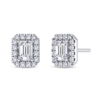 Emerald Halo Diamond Earring