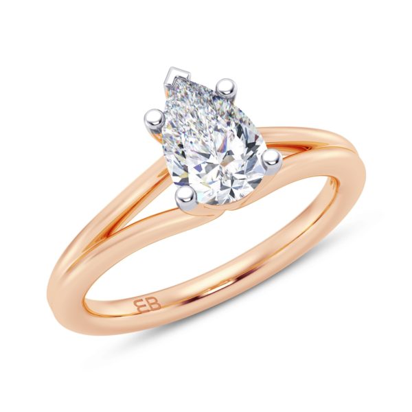 V Shank Pear Solitaire Ring