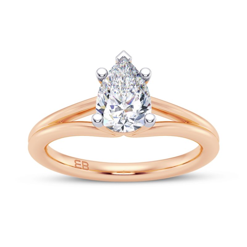 V Shank Pear Solitaire Ring