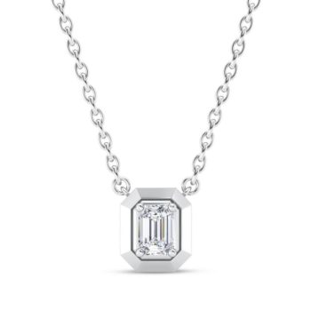 Emerald Bezel Diamond Pendant