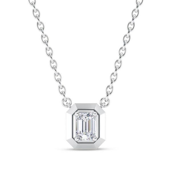 Emerald Bezel Diamond Pendant