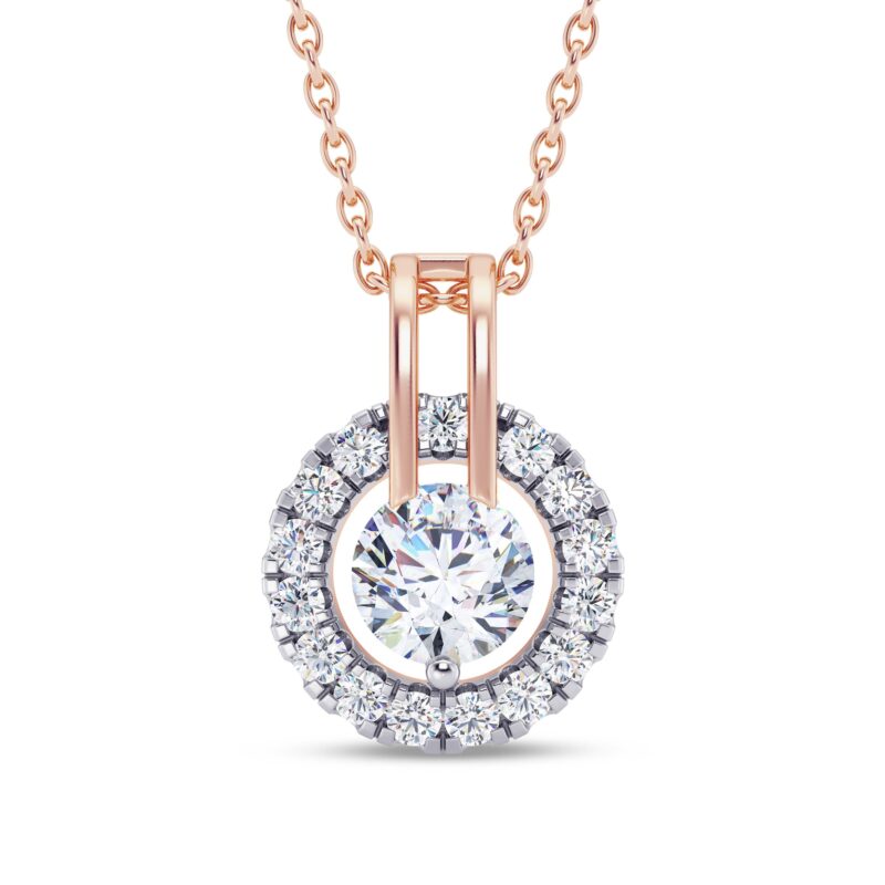 Duo Circlet Solitaire Diamond Pendant