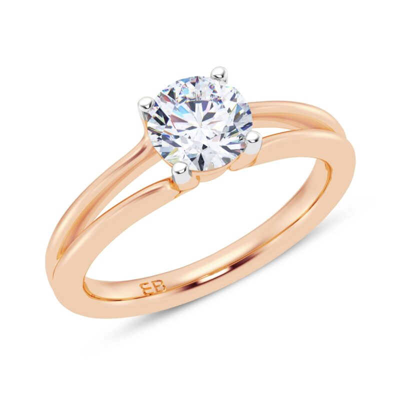 Split Shank Round Solitaire Ring