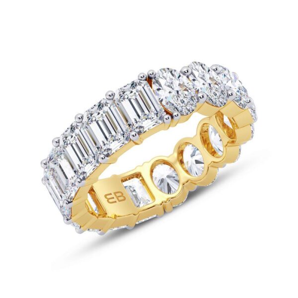 Emerald and Oval Half & Half Lab Diamond Eternity Ring