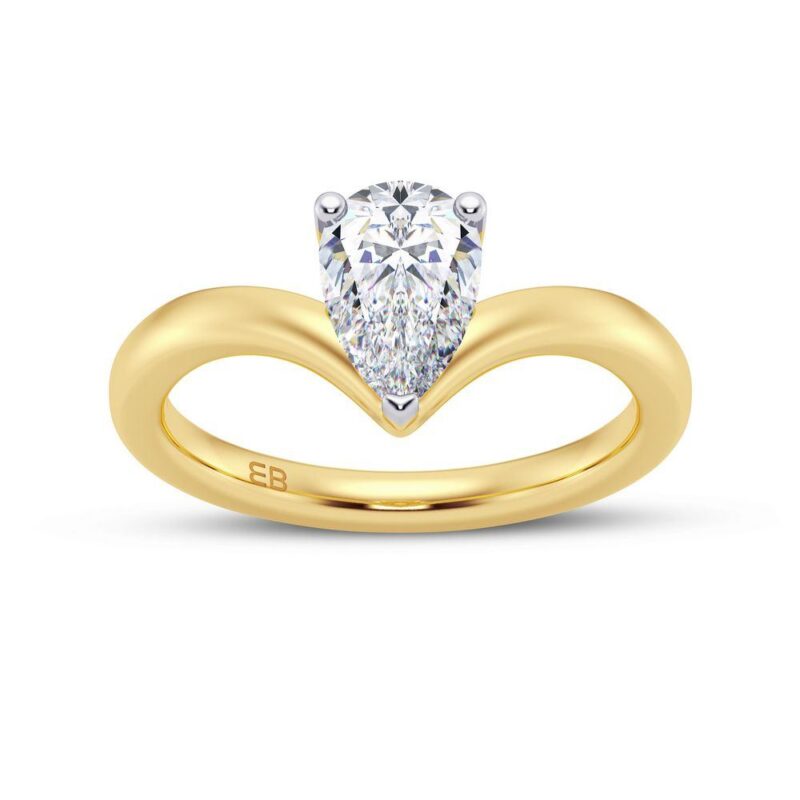 Dainty Canopy Pear Solitaire Ring