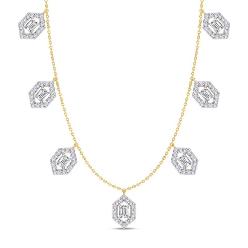 Emerald Diamond Station Necklace