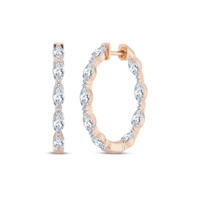 Petite Marquise Inside Outside Diamond Hoop