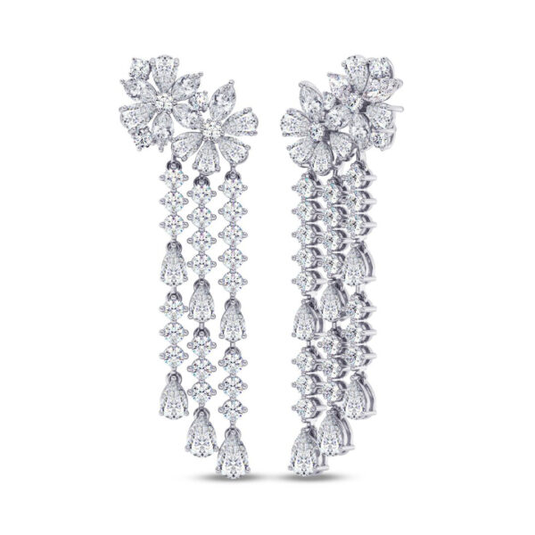 Duo Floral Diamond Dangler Earring