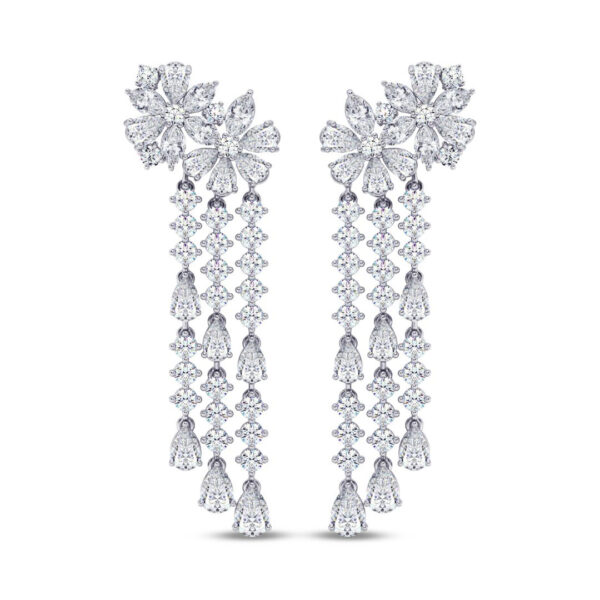 Duo Floral Diamond Dangler Earring