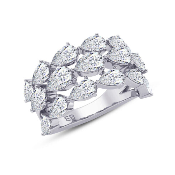 Pear Trio Lab Diamond Half Eternity Ring