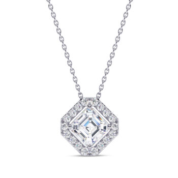 Striking Asscher Halo Pendant