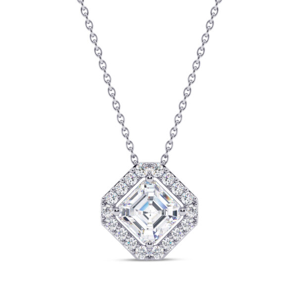 Striking Asscher Halo Pendant