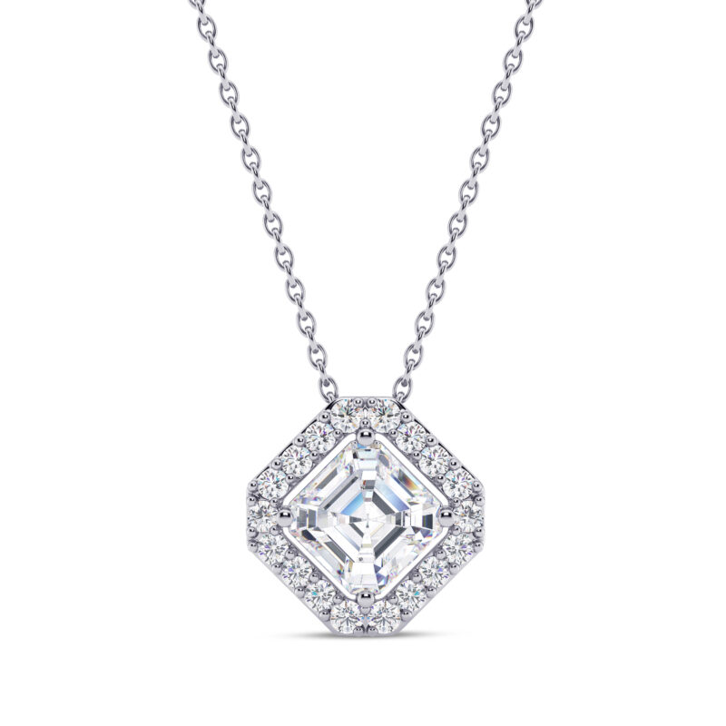 Striking Asscher Halo Pendant