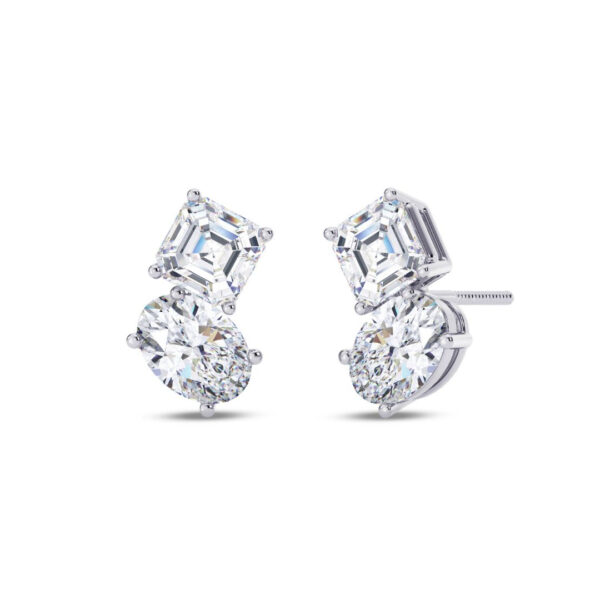 Asscher & Oval Two Stone Earring