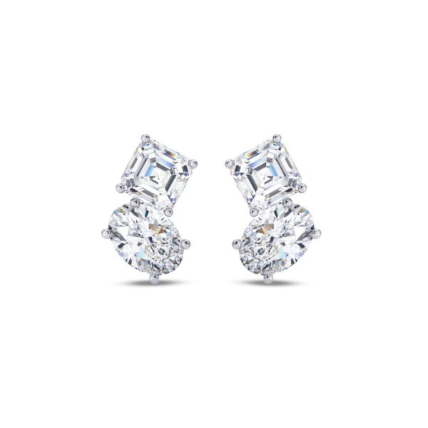 Asscher & Oval Two Stone Earring