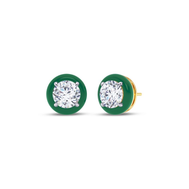 Green 1 ct each Round Earring