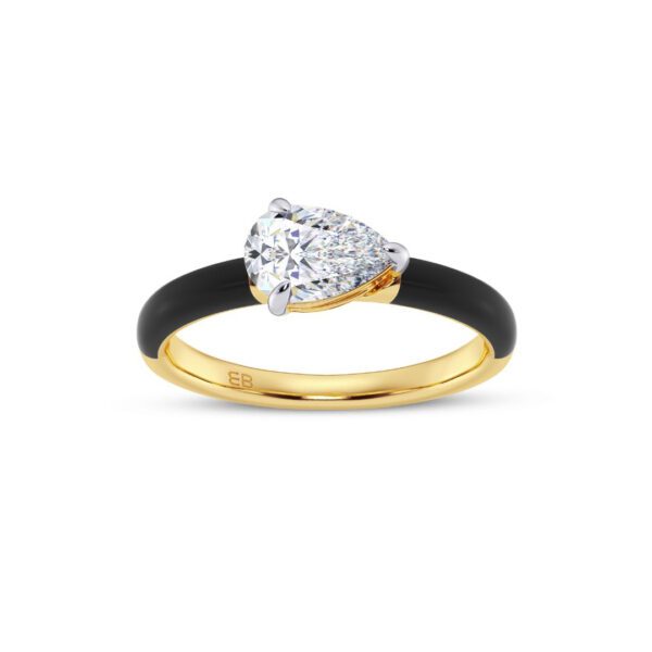 Black 0.75 ct Pear Ring