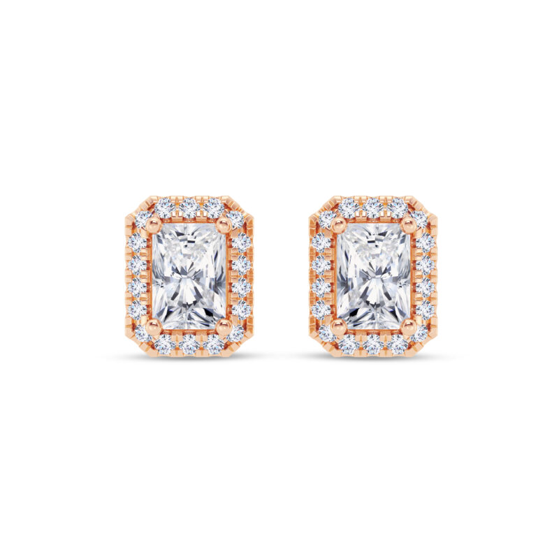 1 ct each Radiant Halo Earring