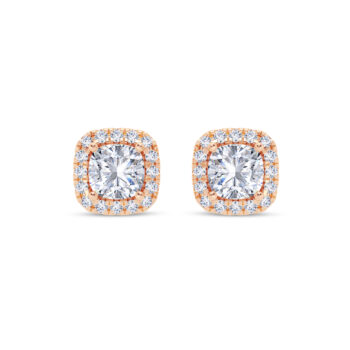 1 ct each Cushion Halo Earring