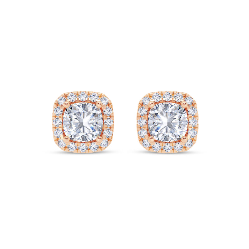 1 ct each Cushion Halo Earring