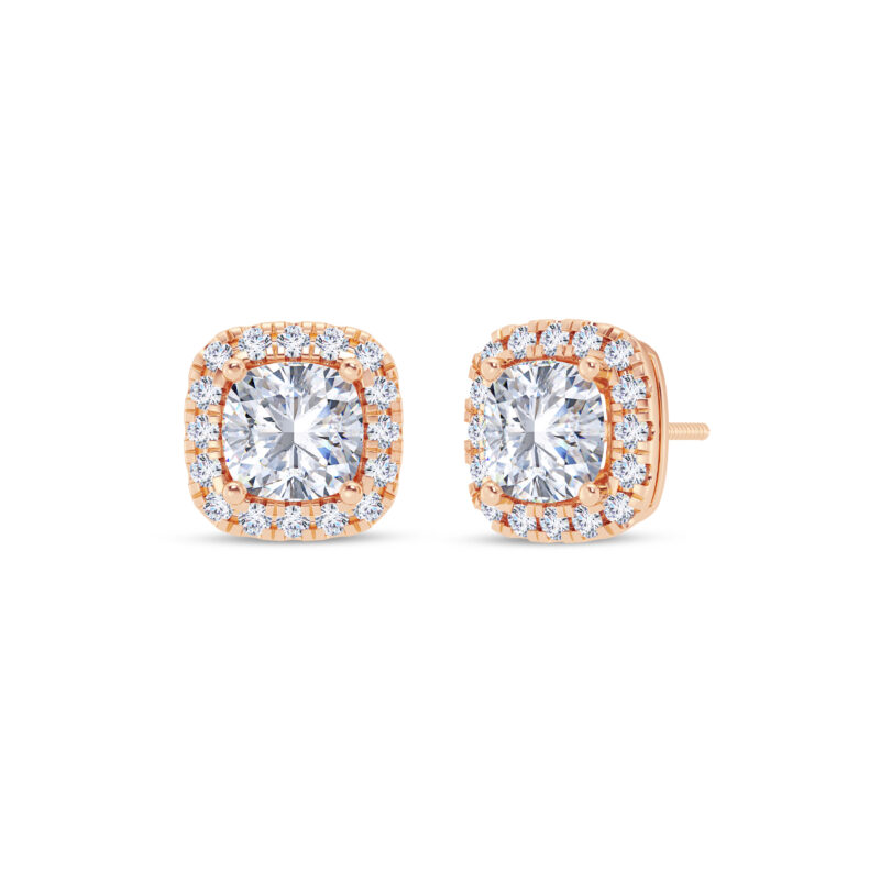 1 ct each Cushion Halo Earring