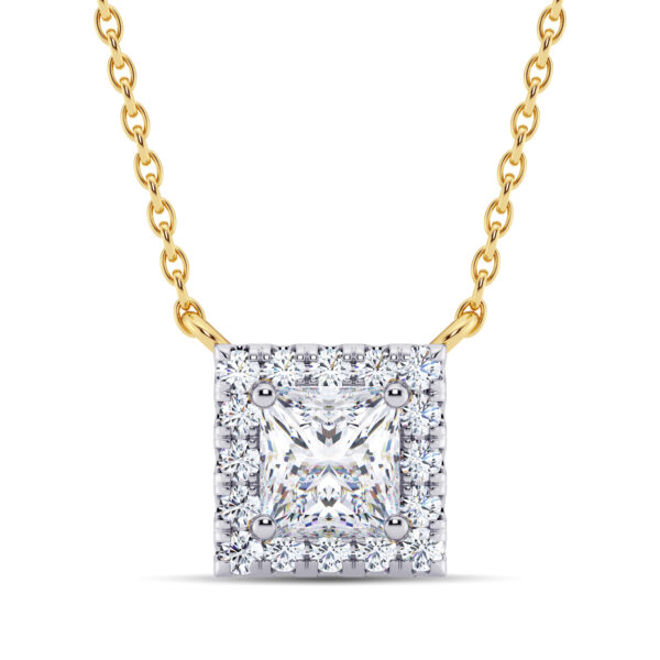 0.30 ct Princess Halo Diamond Pendant