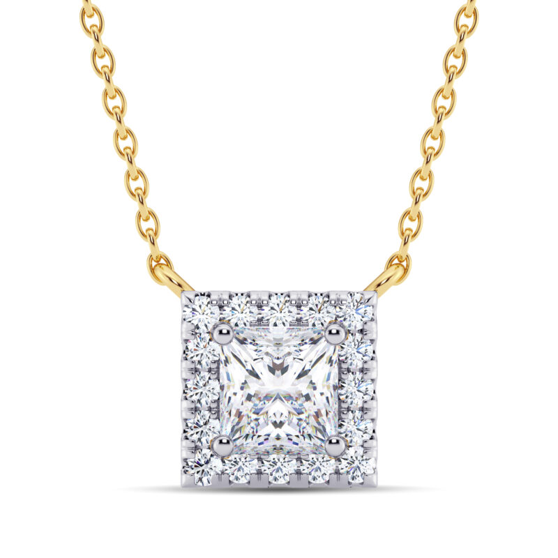 0.30 ct Princess Halo Diamond Pendant