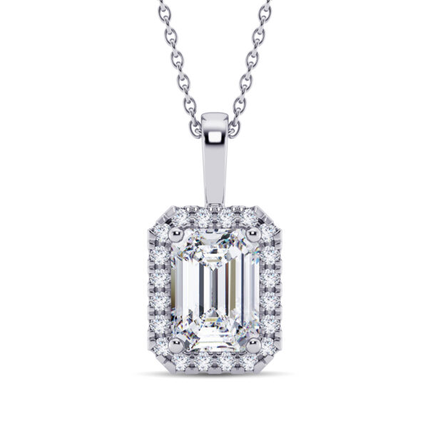 1.50 ct Emerald Halo Diamond Pendant