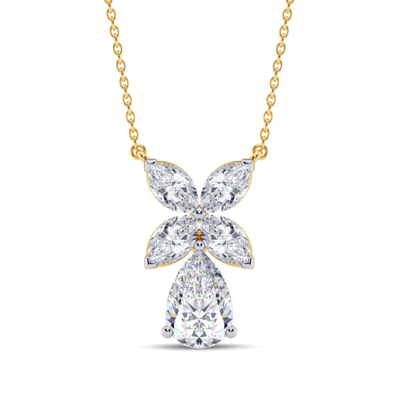 Floret Drop Diamond Pendant