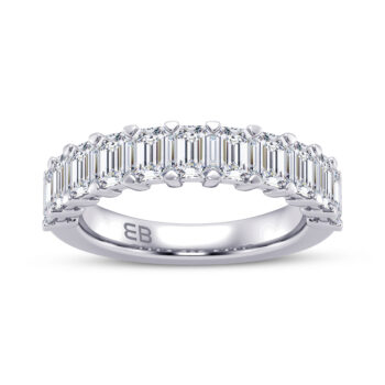 Standing Emerald Lab Half Eternity Ring