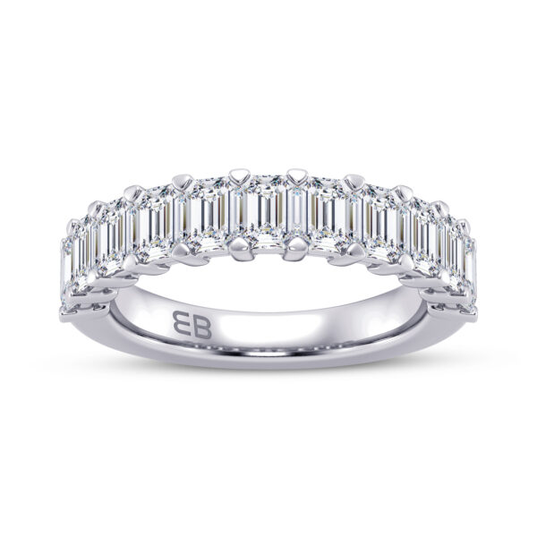 Standing Emerald Lab Half Eternity Ring