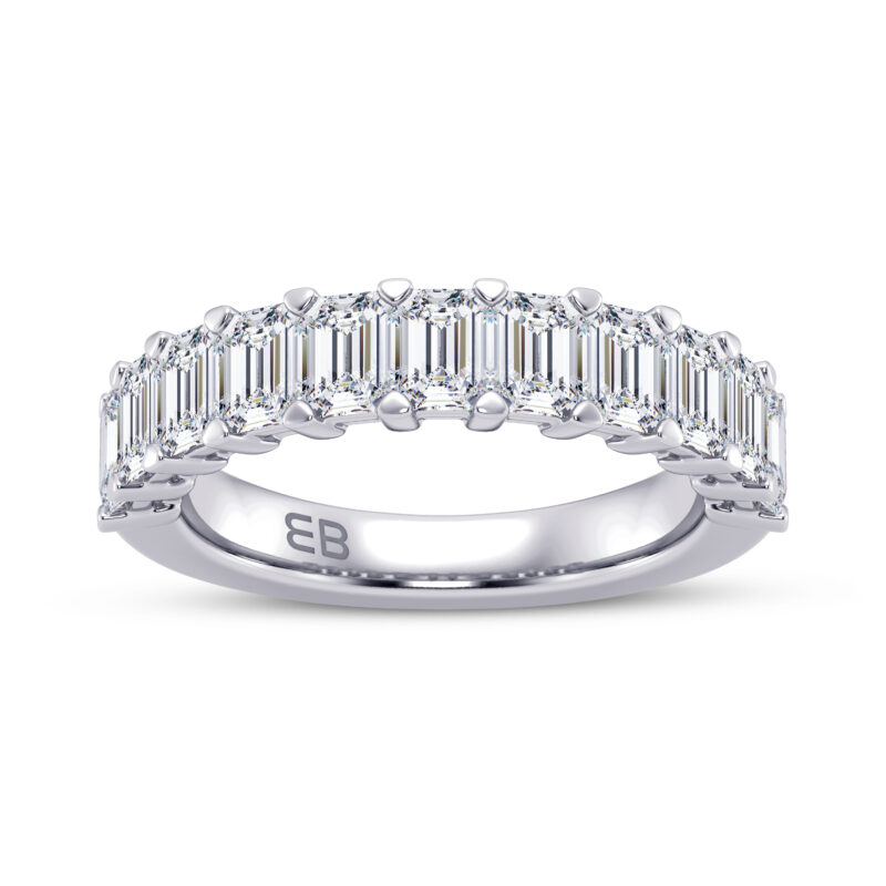 Standing Emerald Lab Half Eternity Ring