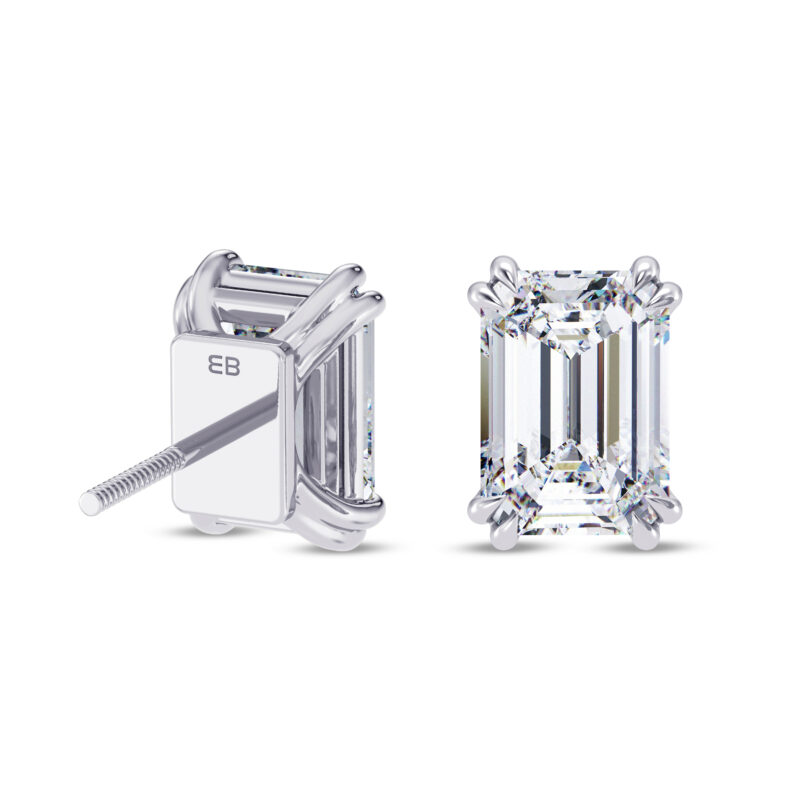 3 cts tw Emerald Solitaire Earring