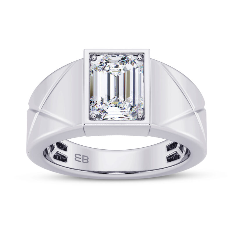 2 ct Emerald Men's Lab Diamond Ring