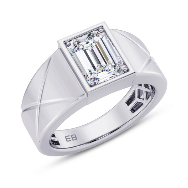 2 ct Emerald Men's Lab Diamond Ring
