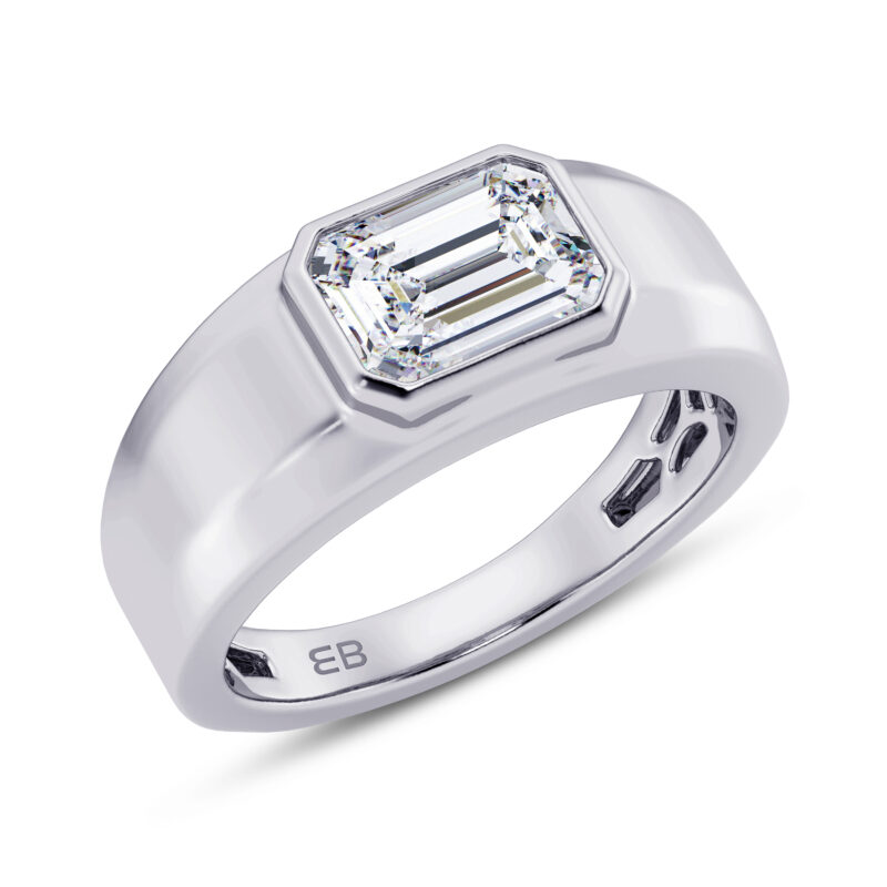 2 ct Sleeping Emerald Men's Lab Diamond RIng
