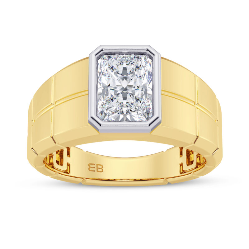 2 cts Radiant Men's Lab Diamond Ring