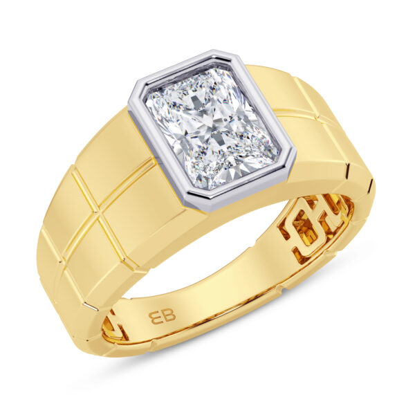 2 cts Radiant Men's Lab Diamond Ring