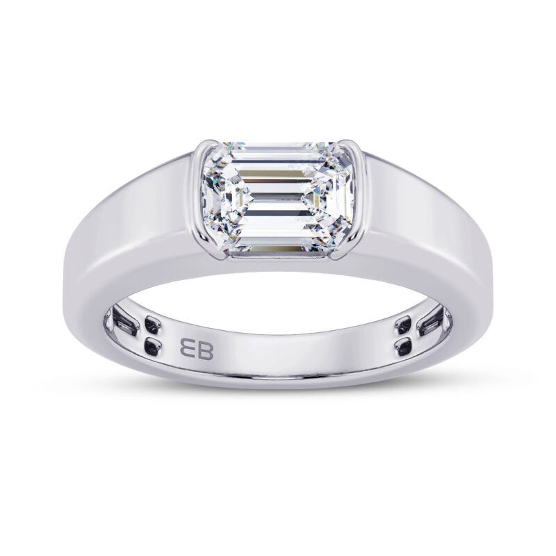 1.50 cts Sleeping Emerald Men's Lab Diamond Ring